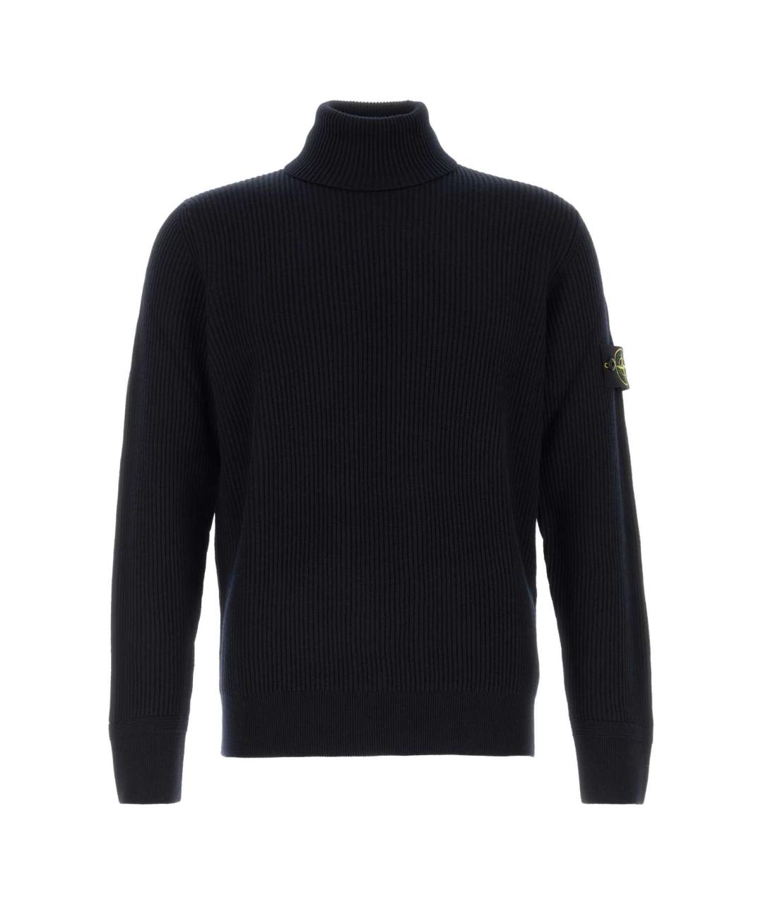STONE ISLAND Темно-синяя шерстяная водолазка, фото 1