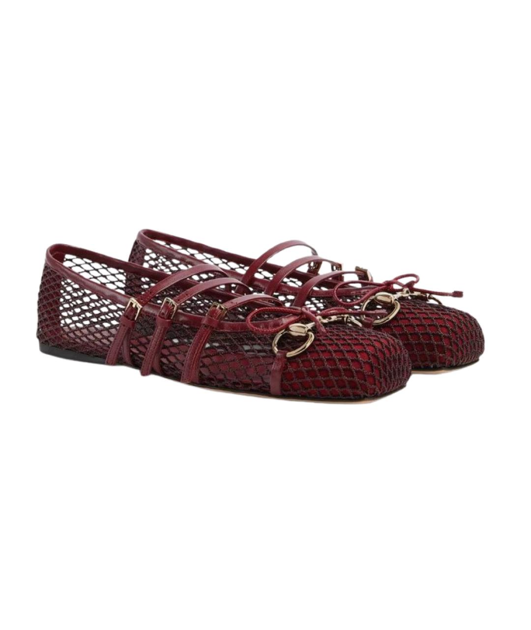 GUCCI Бордовые текстильные балетки, фото 3