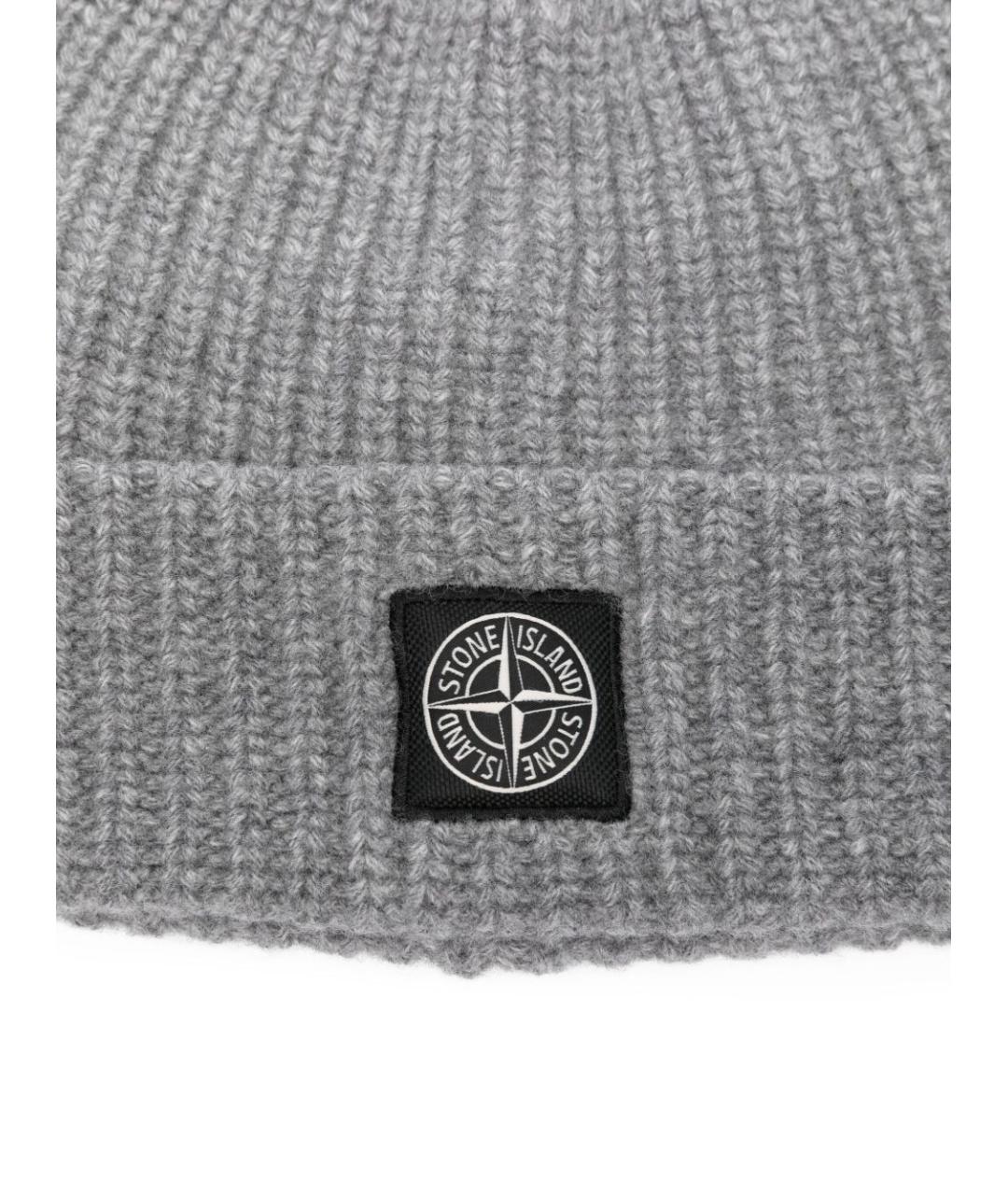 STONE ISLAND Серая шерстяная шапка, фото 2