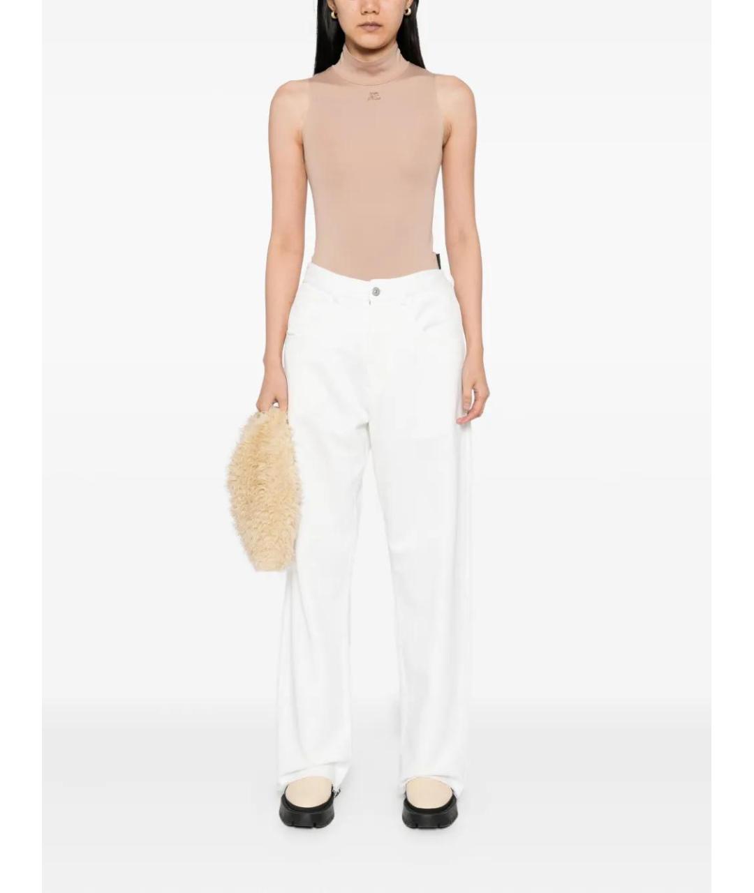 MM6 MAISON MARGIELA Белые хлопковые прямые брюки, фото 3