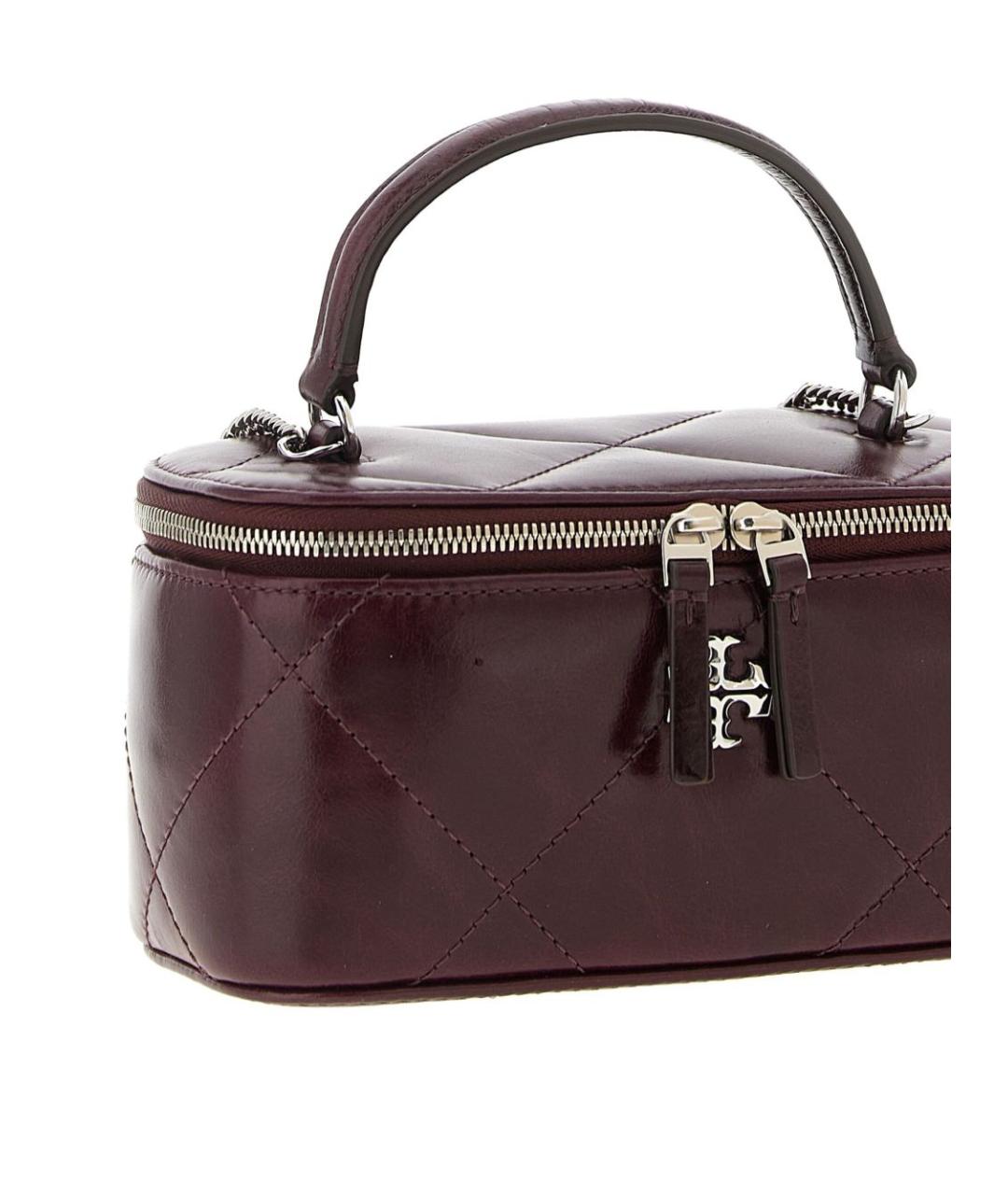 TORY BURCH Бордовая кожаная сумка с короткими ручками, фото 2