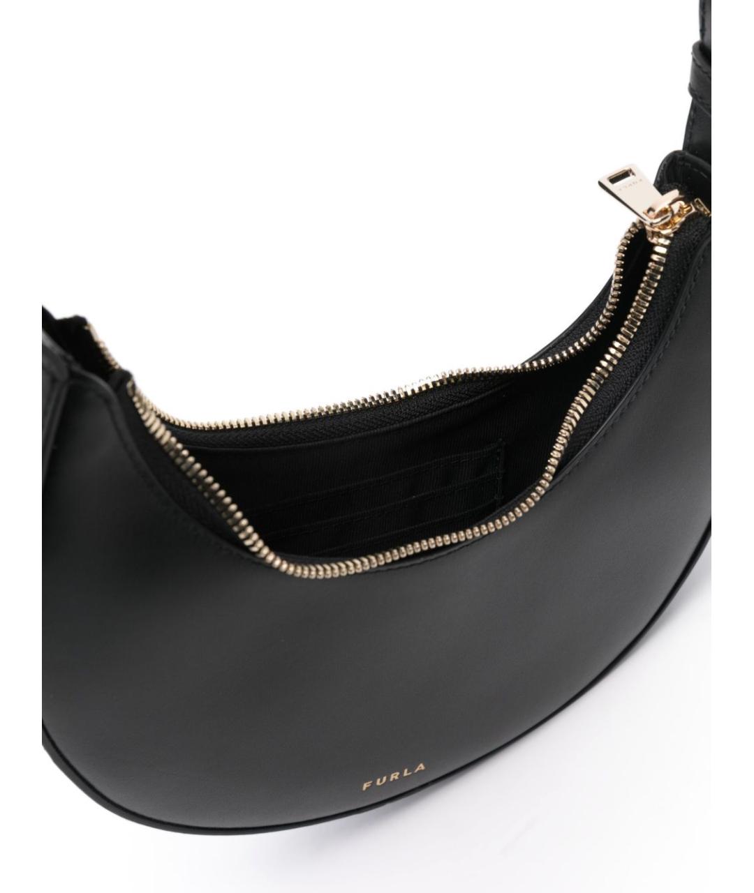 FURLA Черная кожаная сумка с короткими ручками, фото 5