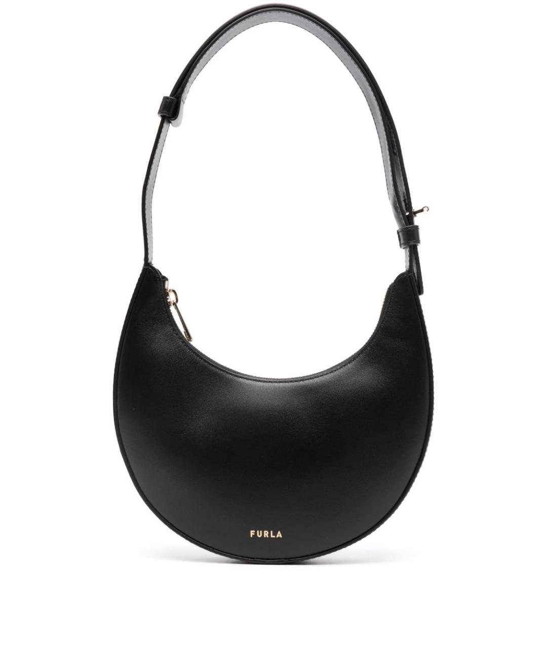 FURLA Черная кожаная сумка с короткими ручками, фото 1