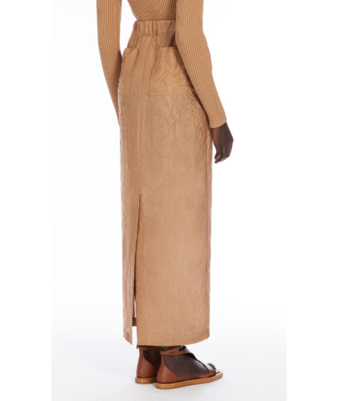MAX MARA Бежевая шелковая юбка миди, фото 4