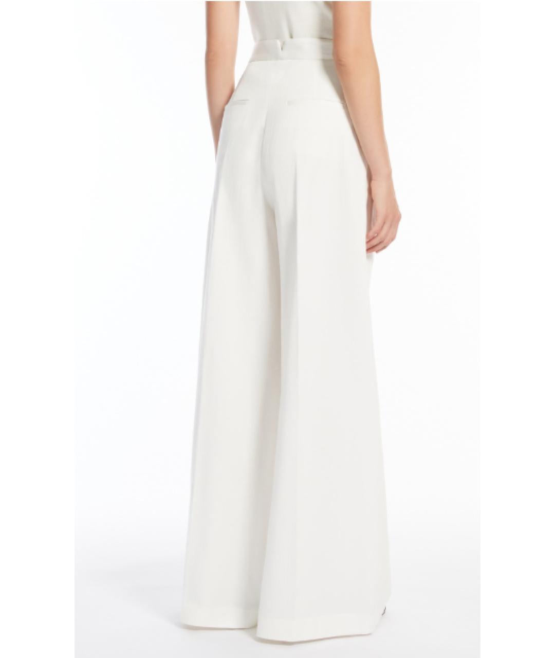 MAX MARA Белые хлопковые прямые брюки, фото 3