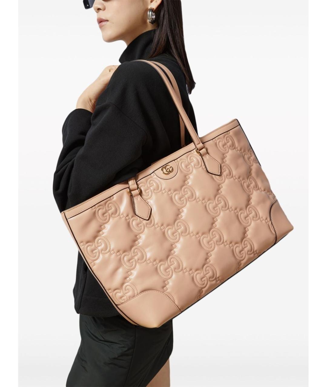GUCCI Розовая кожаная сумка тоут, фото 5