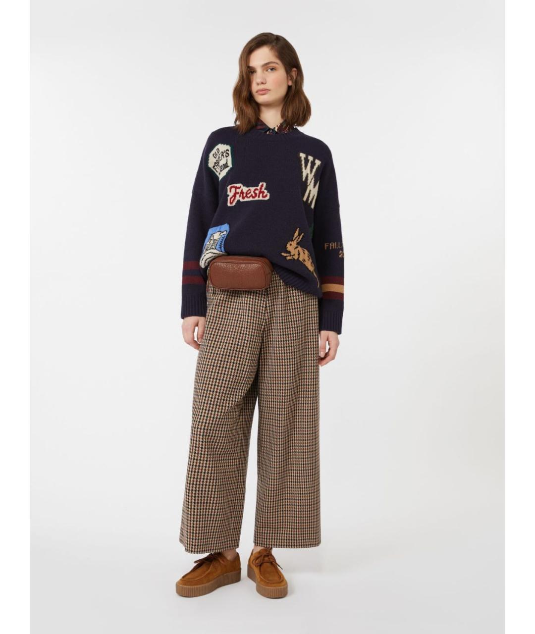WEEKEND MAX MARA Коричневые шерстяные прямые брюки, фото 4