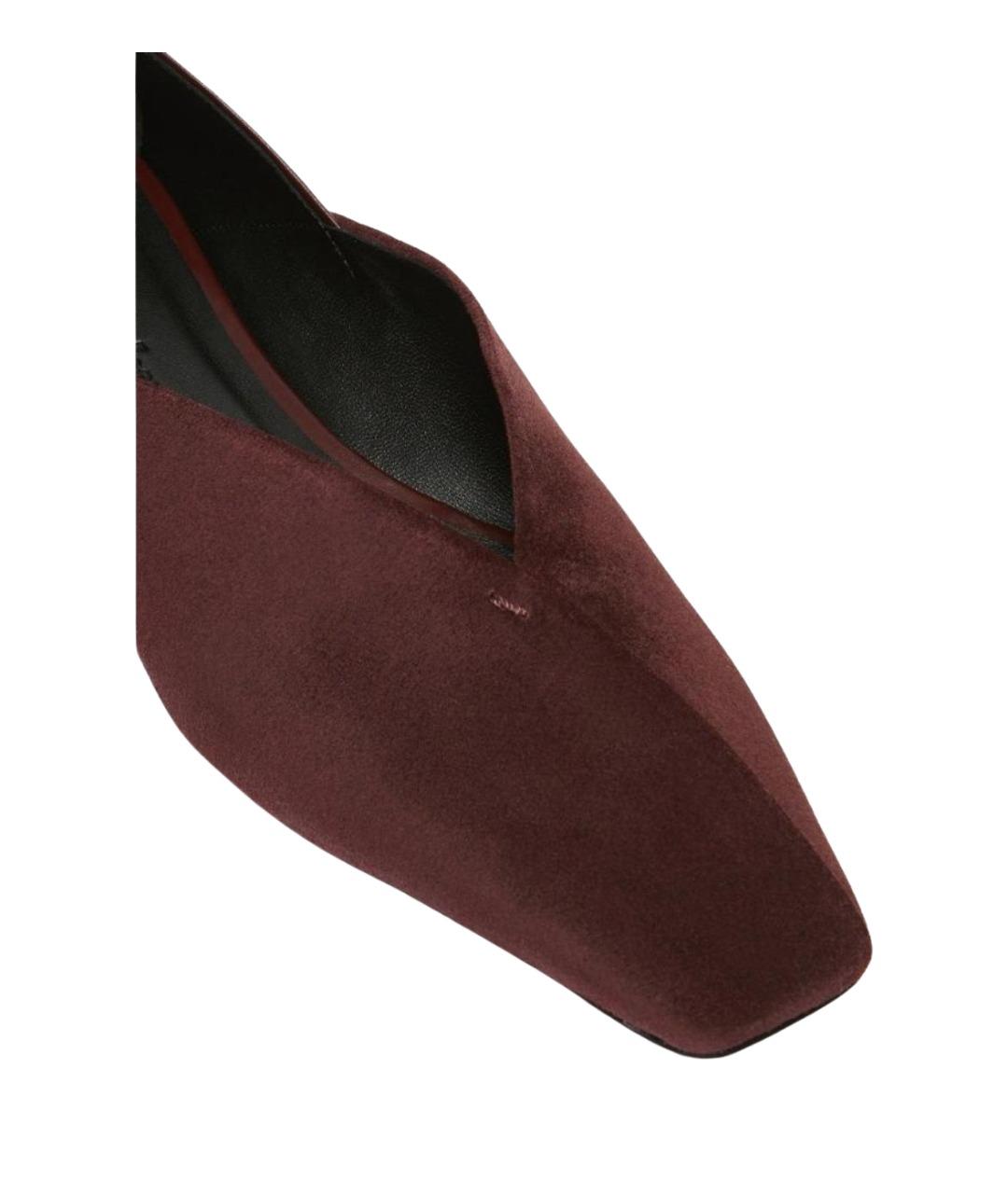 MAX MARA Бордовые кожаные балетки, фото 4