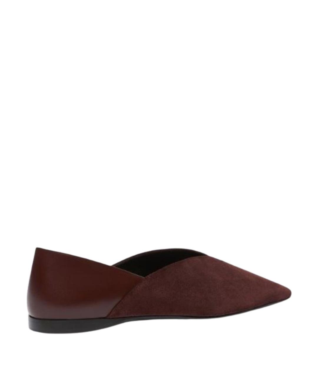 MAX MARA Бордовые кожаные балетки, фото 3