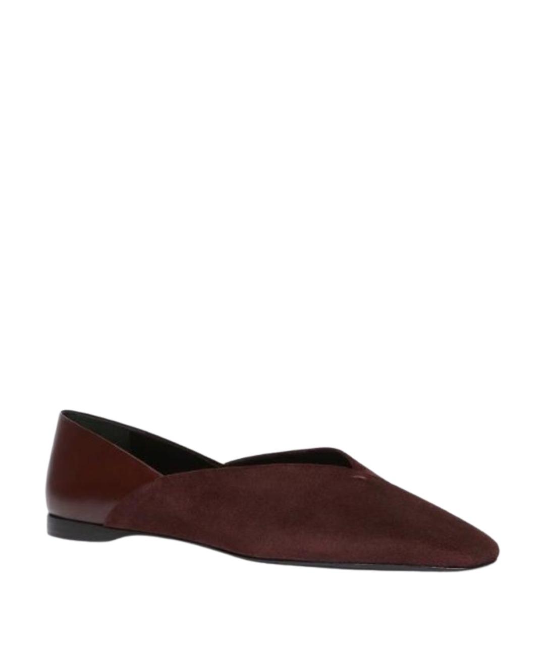 MAX MARA Бордовые кожаные балетки, фото 2