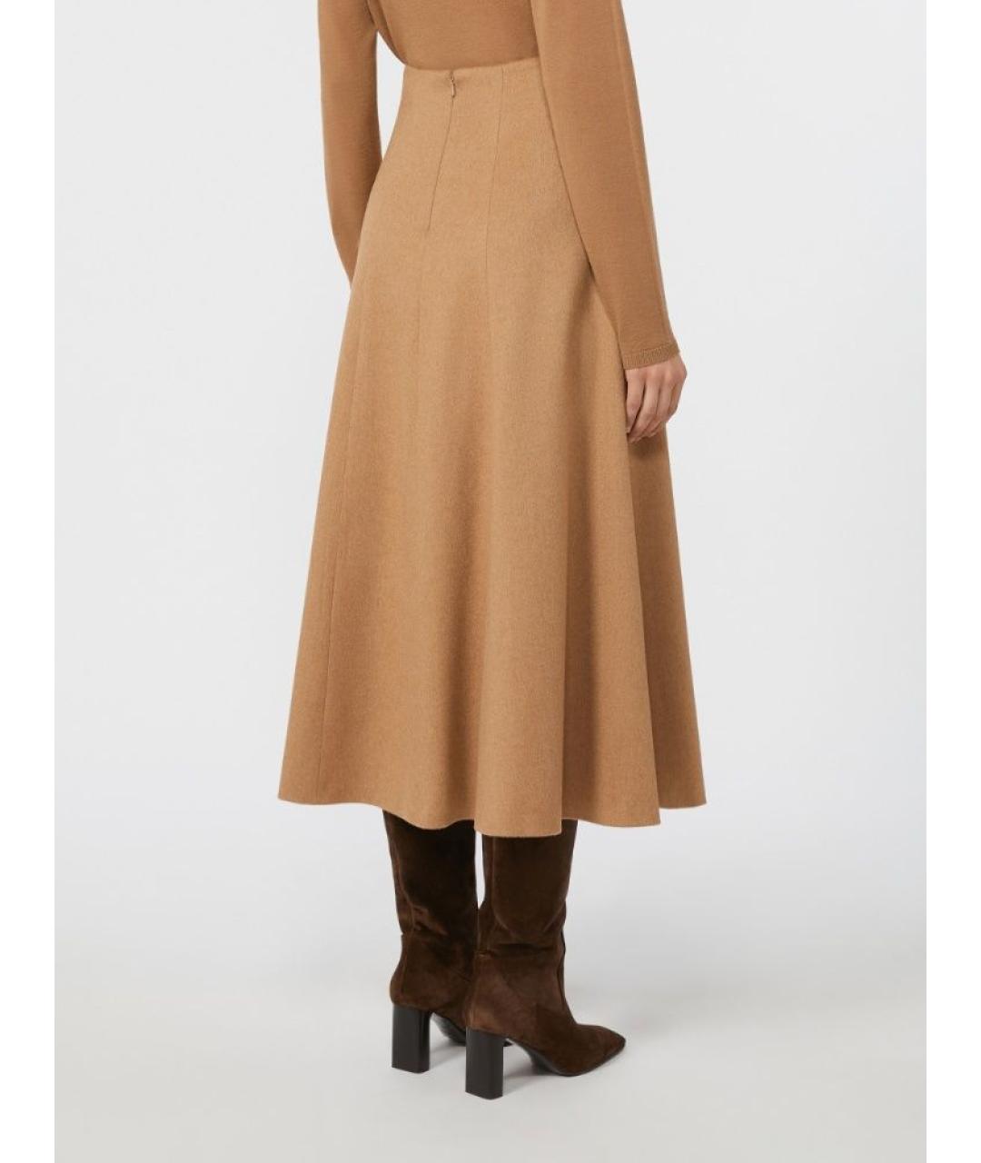 MAX MARA Бежевая шерстяная юбка миди, фото 3