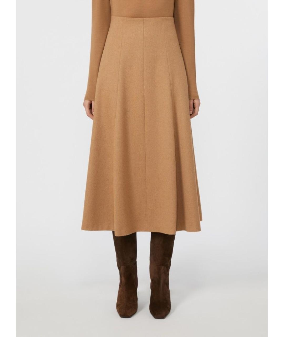 MAX MARA Бежевая шерстяная юбка миди, фото 2
