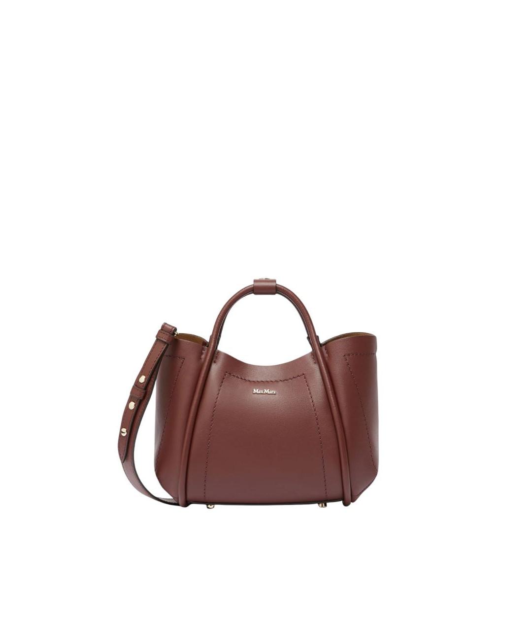 MAX MARA Бордовая кожаная сумка с короткими ручками, фото 1