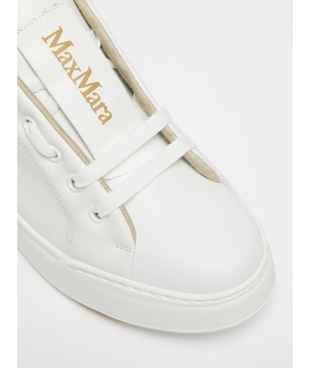 MAX MARA Белые кожаные кеды, фото 4