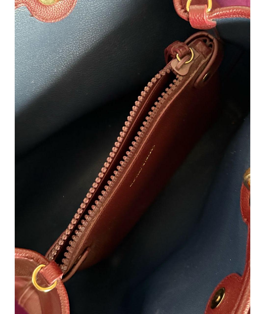 EMPORIO ARMANI Бордовая кожаная сумка тоут, фото 3