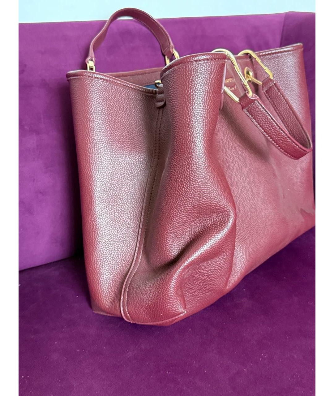 EMPORIO ARMANI Бордовая кожаная сумка тоут, фото 2