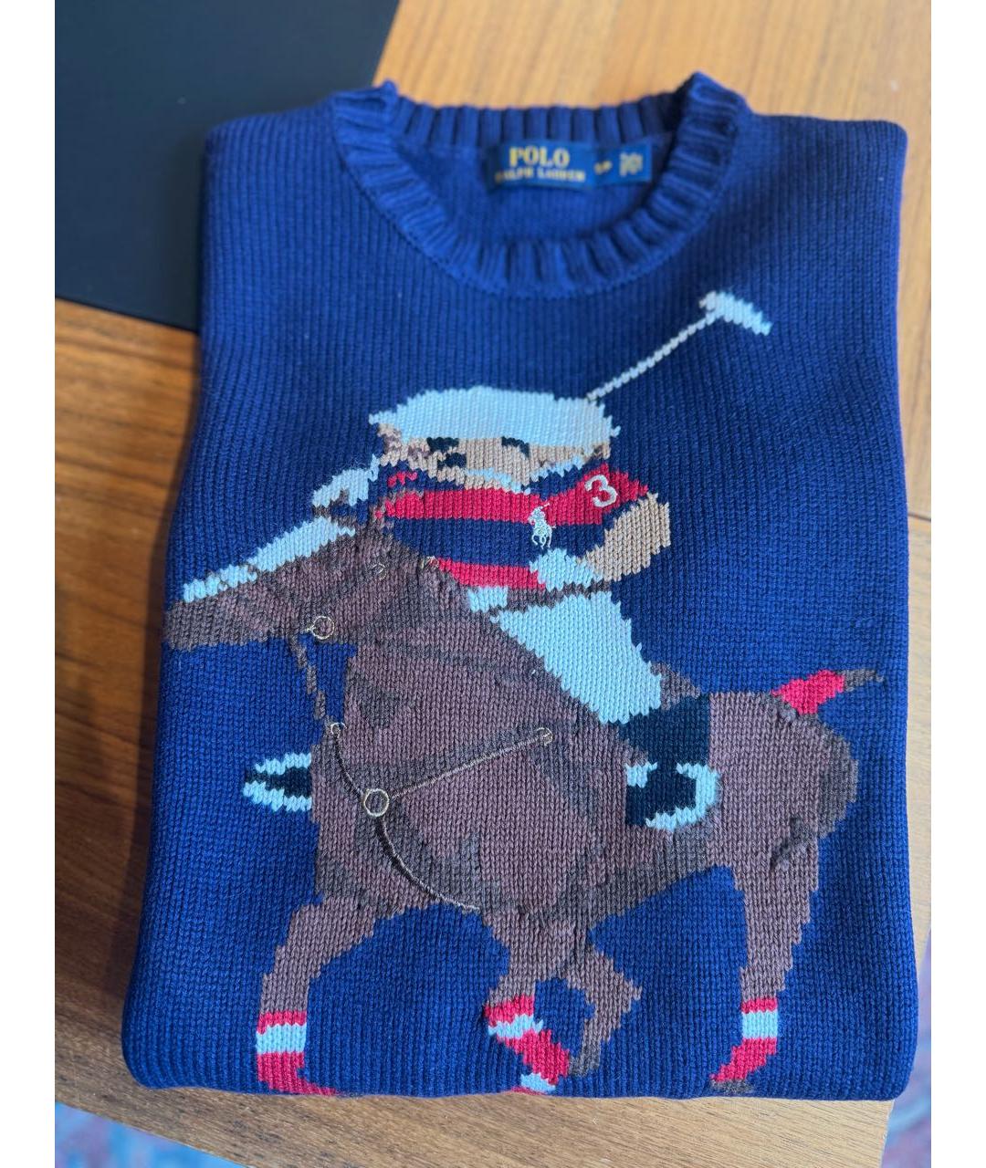 POLO RALPH LAUREN Темно-синий хлопковый джемпер / свитер, фото 4