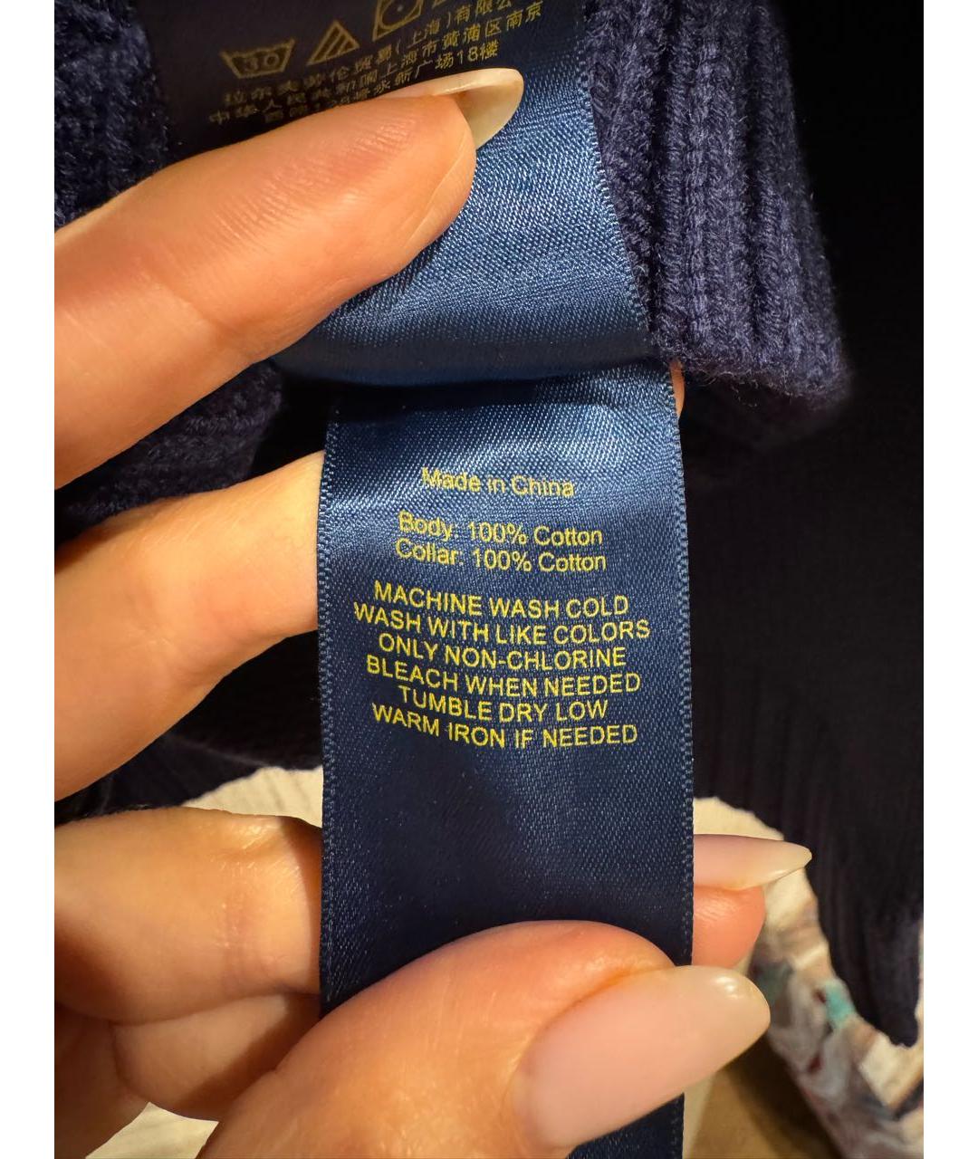 POLO RALPH LAUREN Темно-синий хлопковый джемпер / свитер, фото 6