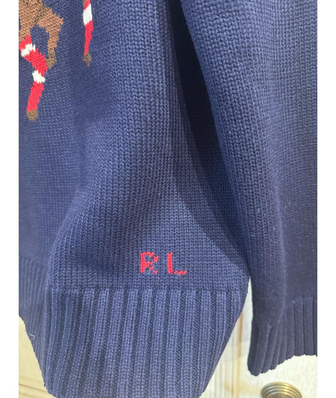 POLO RALPH LAUREN Темно-синий хлопковый джемпер / свитер, фото 5