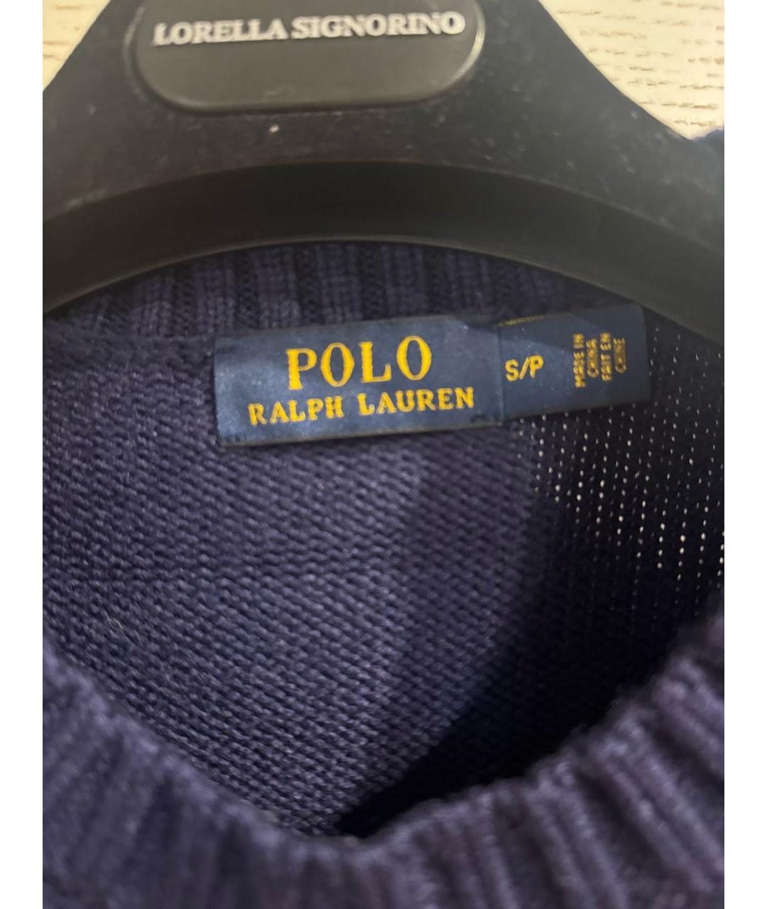 POLO RALPH LAUREN Темно-синий хлопковый джемпер / свитер, фото 3