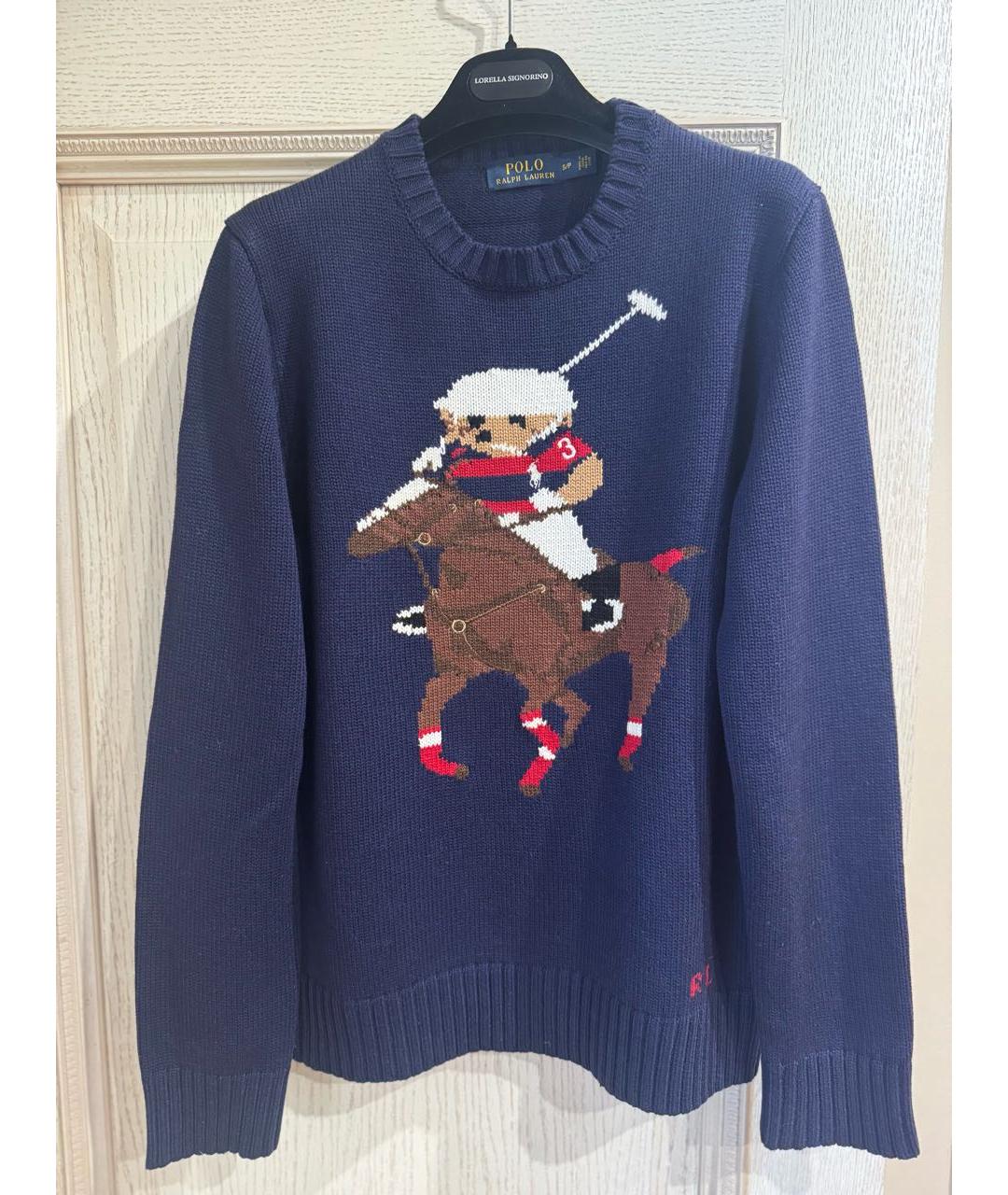 POLO RALPH LAUREN Темно-синий хлопковый джемпер / свитер, фото 8