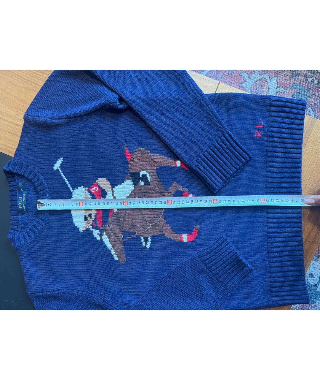 POLO RALPH LAUREN Темно-синий хлопковый джемпер / свитер, фото 7