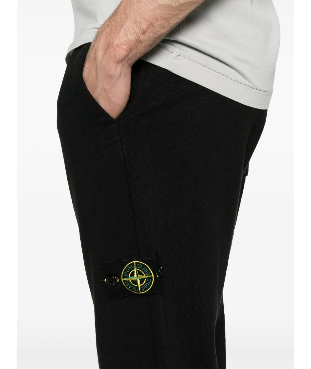 STONE ISLAND Черные хлопковые повседневные брюки, фото 2