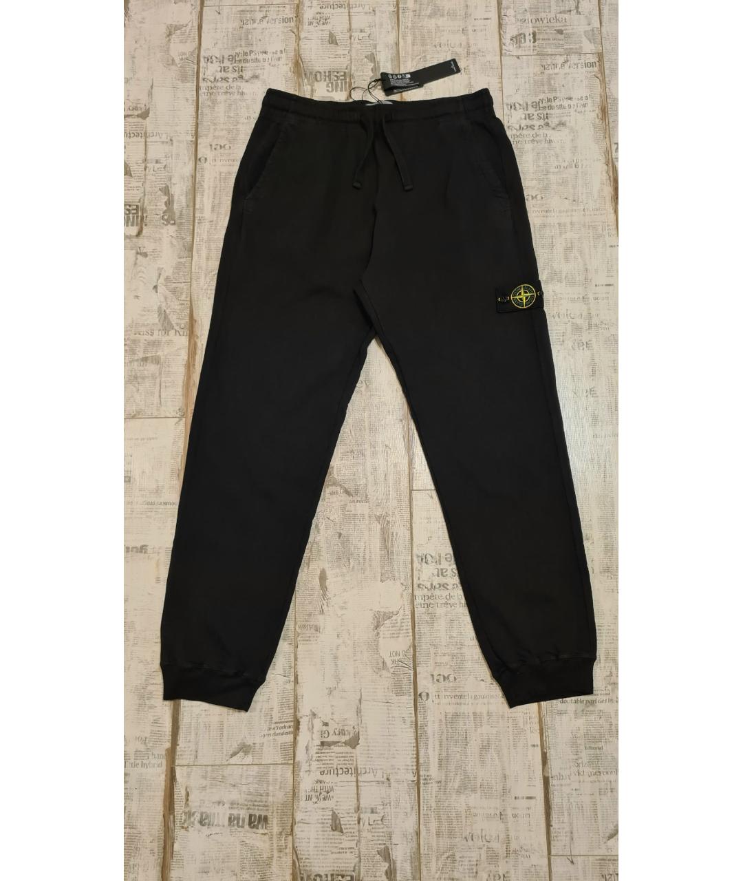 STONE ISLAND Черные хлопковые повседневные брюки, фото 4