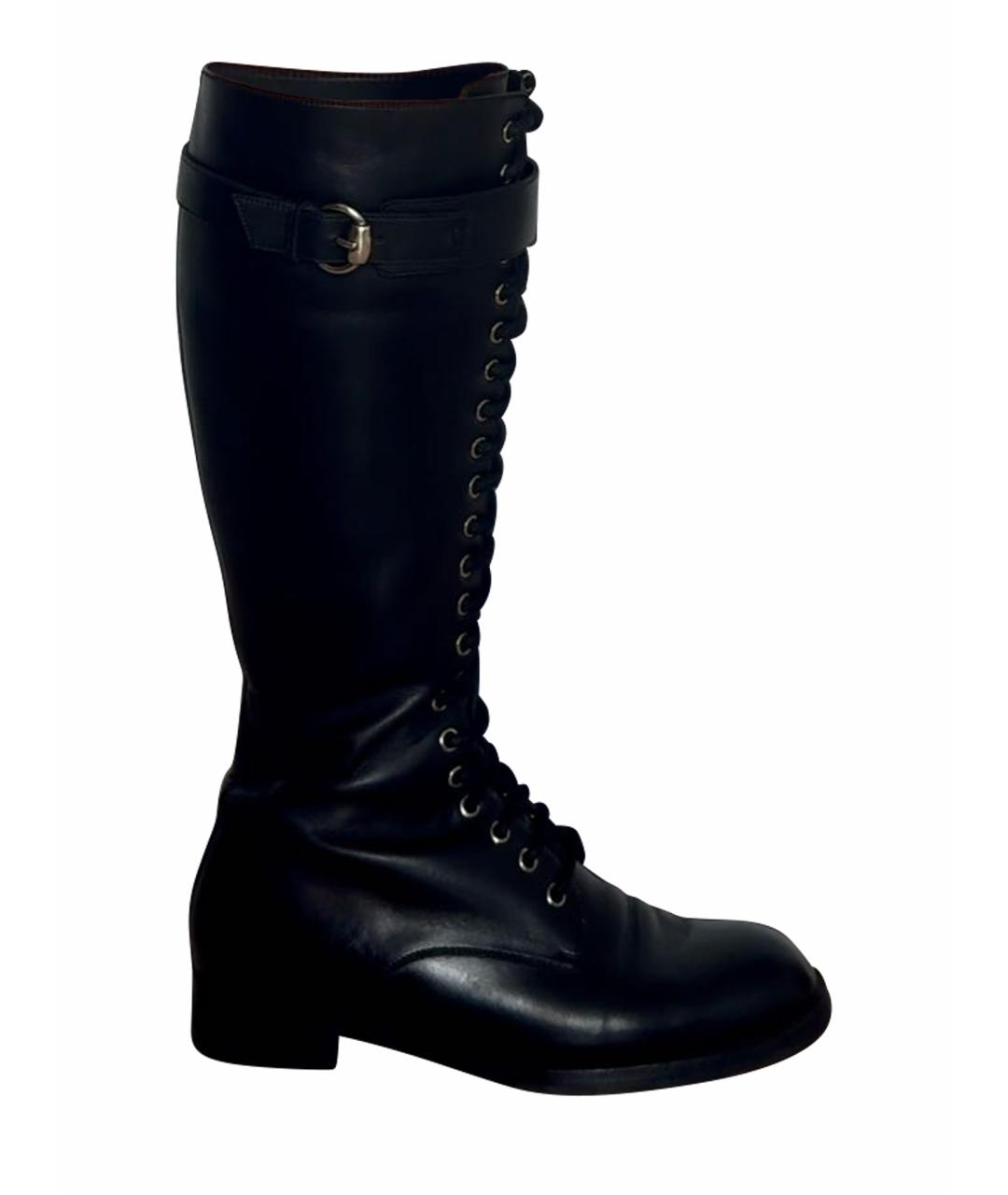 GUCCI Черные кожаные сапоги, фото 1
