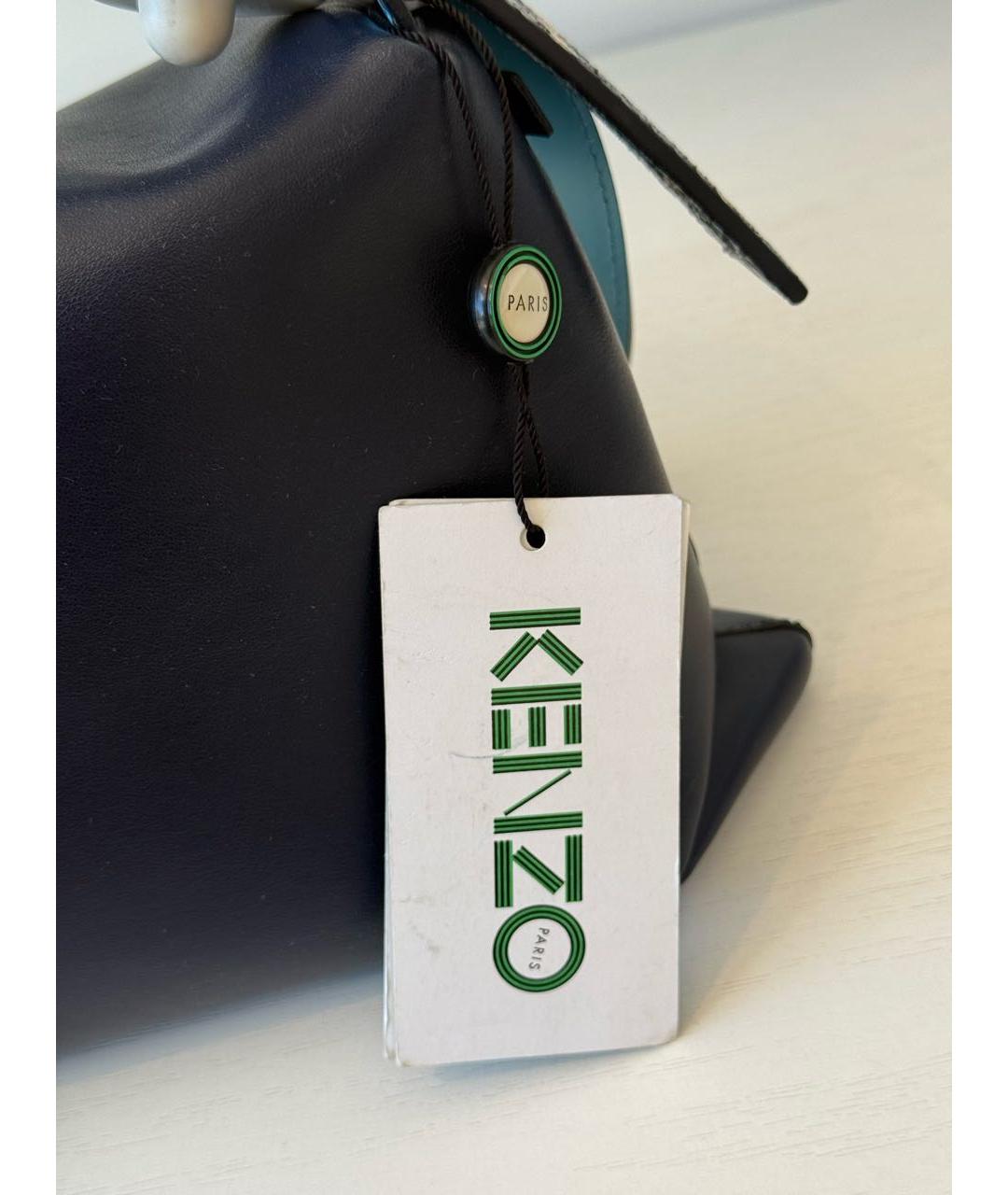 KENZO Темно-синяя кожаная сумка через плечо, фото 3
