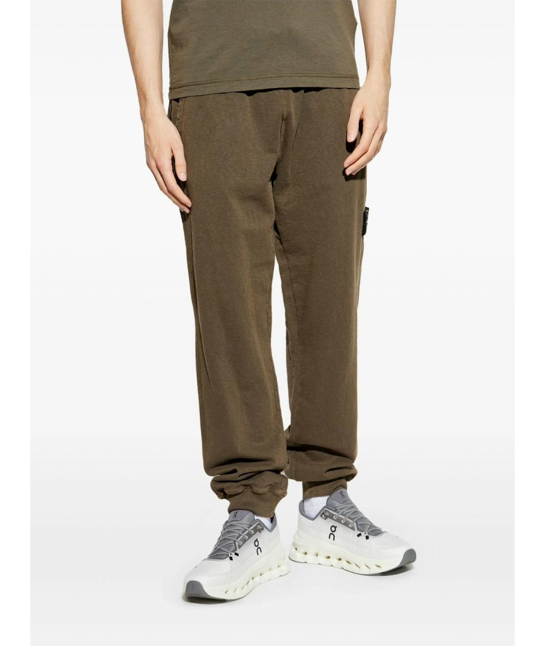 STONE ISLAND Хаки хлопковые повседневные брюки, фото 3
