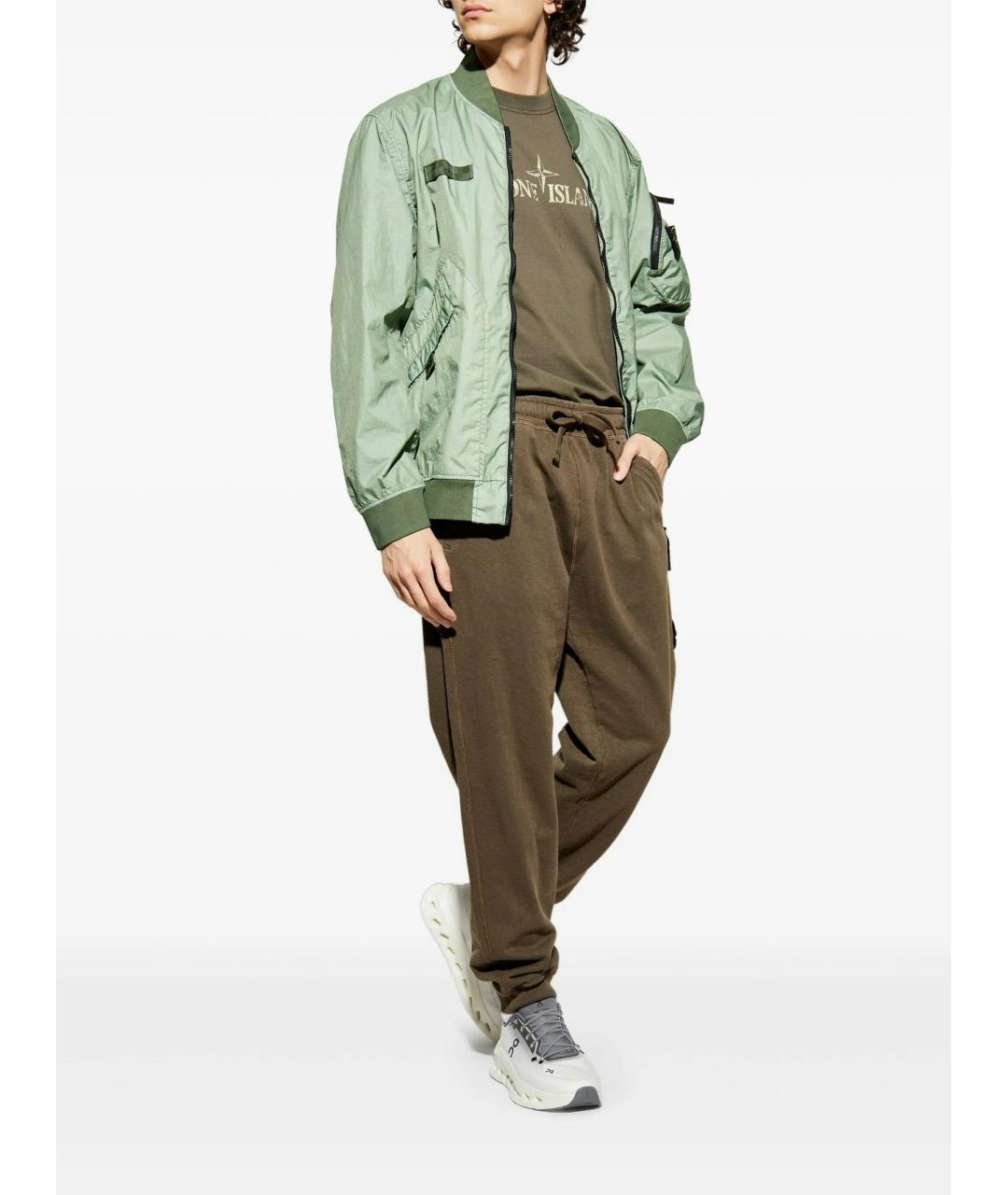 STONE ISLAND Хаки хлопковые повседневные брюки, фото 2