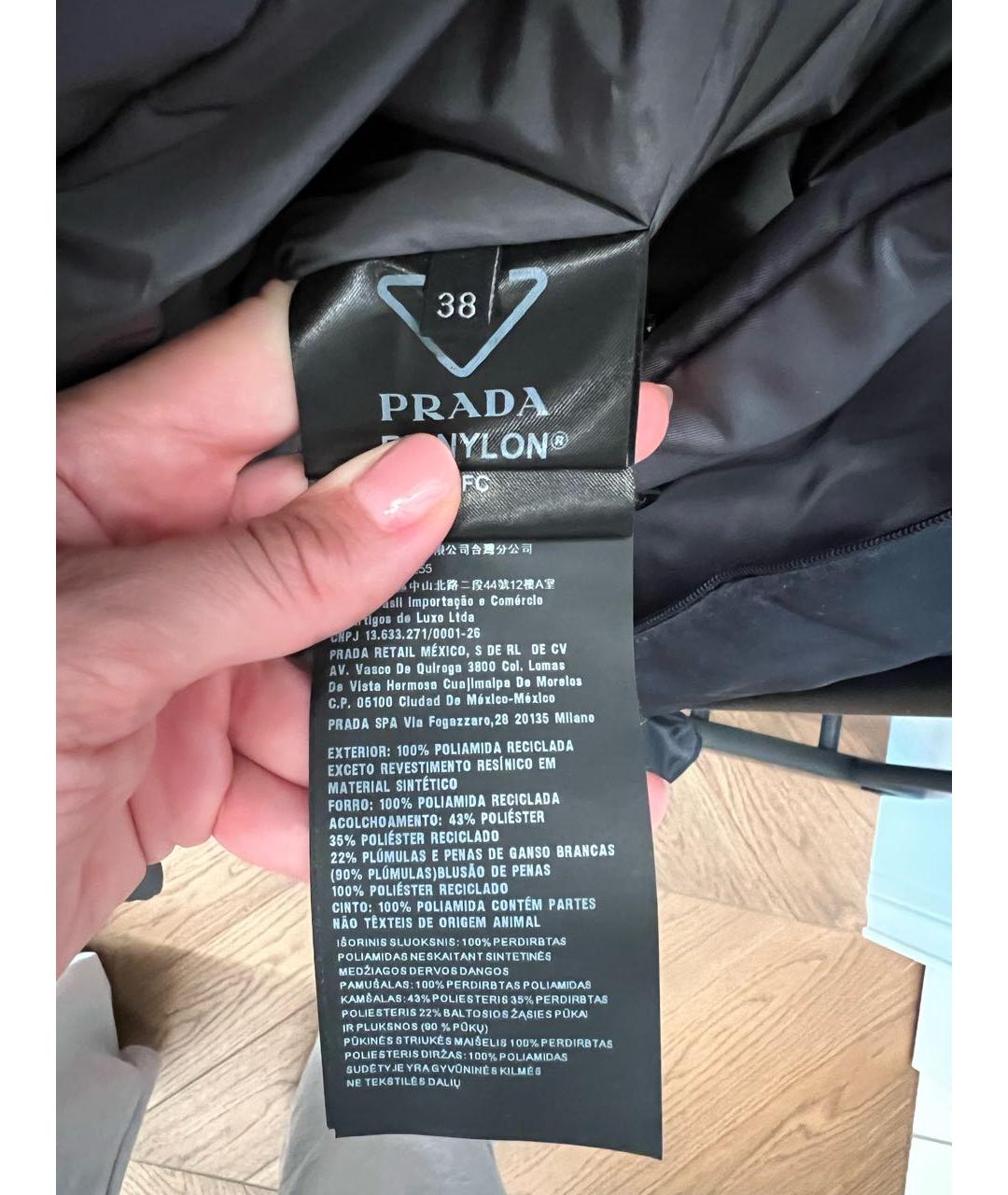 PRADA Антрацитовый синтетический пуховик, фото 6