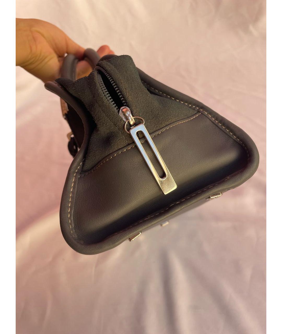 LOEWE Серая кожаная сумка с короткими ручками, фото 7