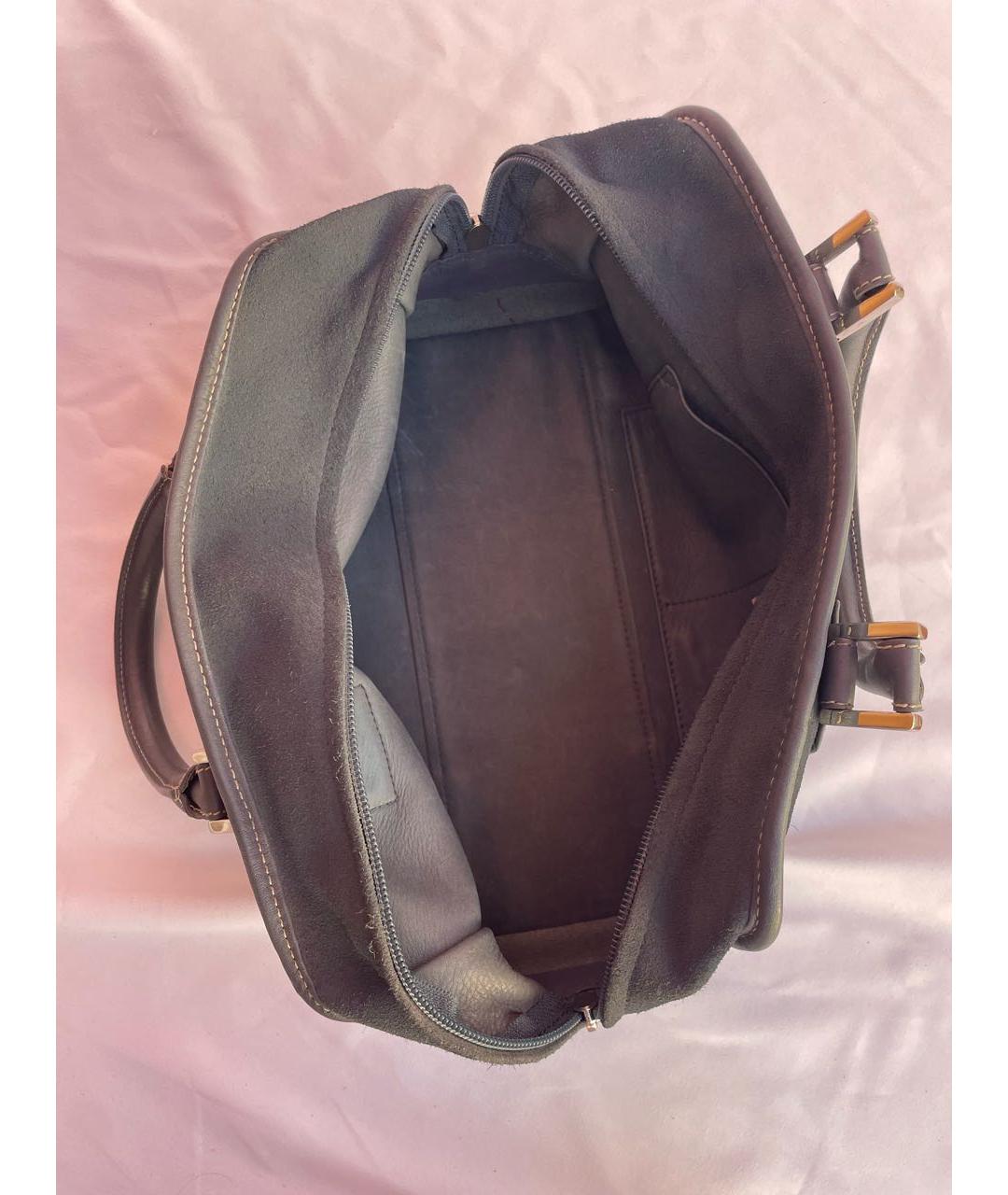 LOEWE Серая кожаная сумка с короткими ручками, фото 6