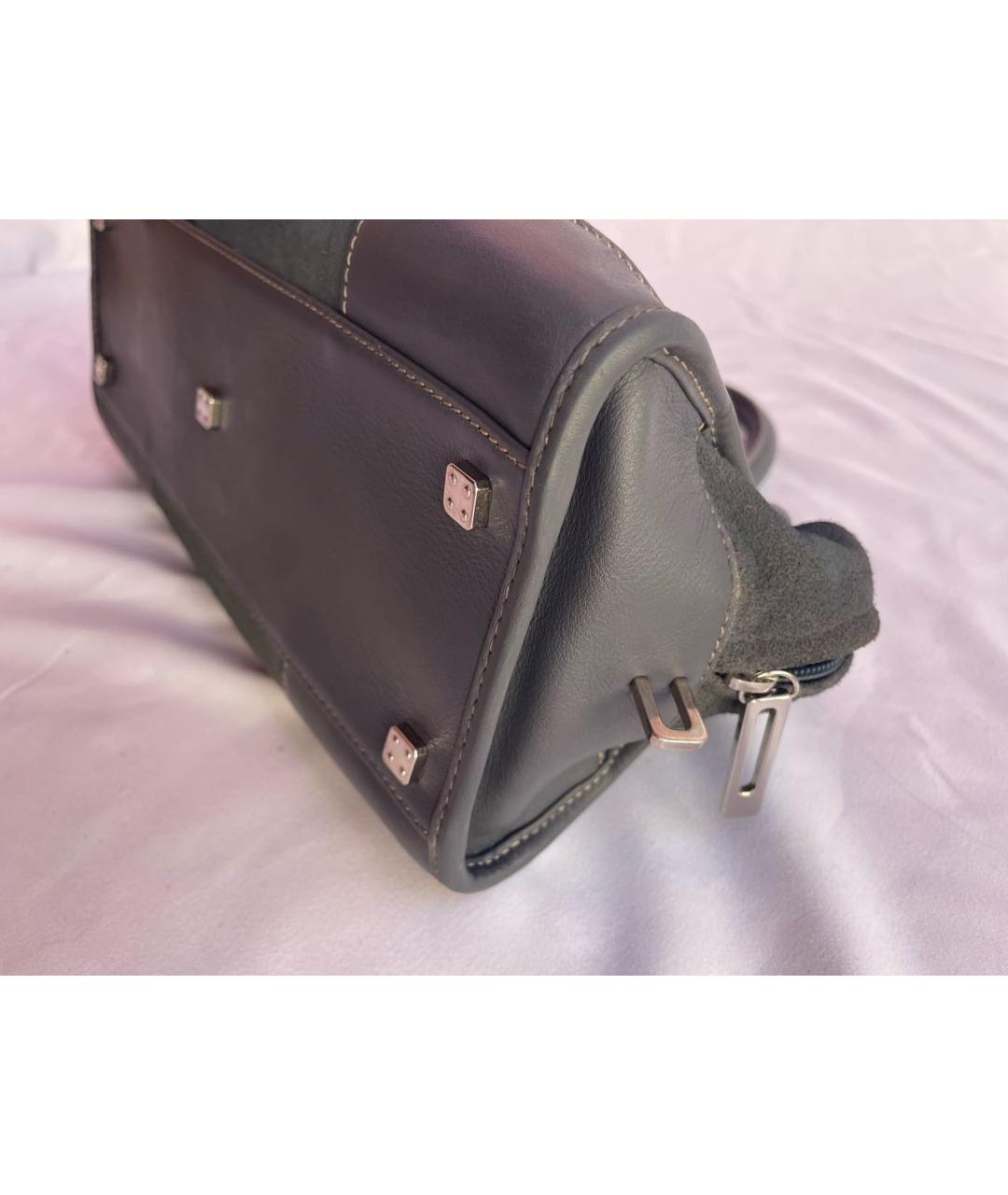 LOEWE Серая кожаная сумка с короткими ручками, фото 8