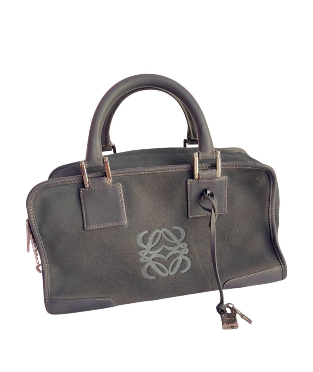 LOEWE Серая кожаная сумка с короткими ручками, фото 1