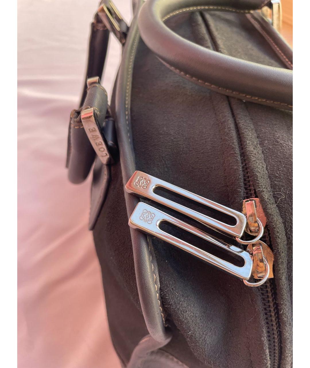 LOEWE Серая кожаная сумка с короткими ручками, фото 4