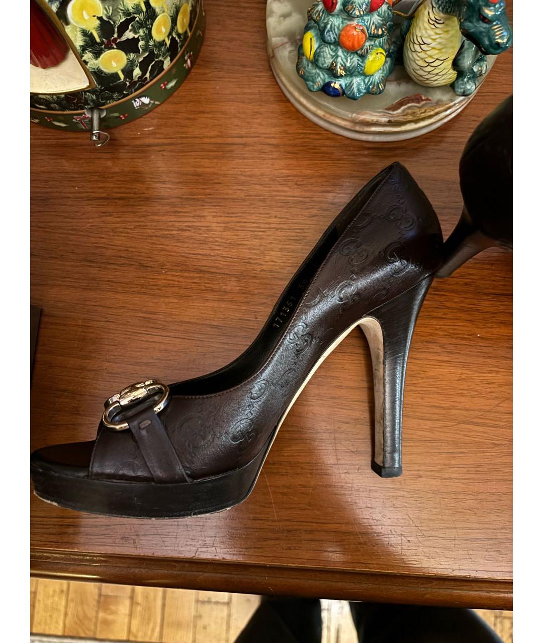 GUCCI Коричневые кожаные туфли, фото 3