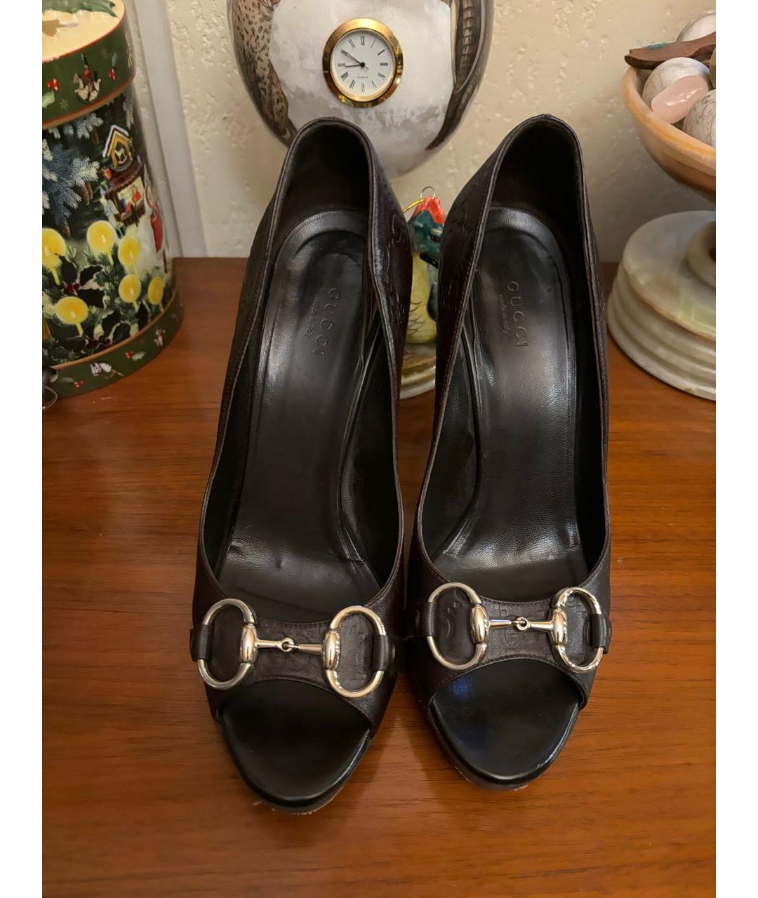 GUCCI Коричневые кожаные туфли, фото 2