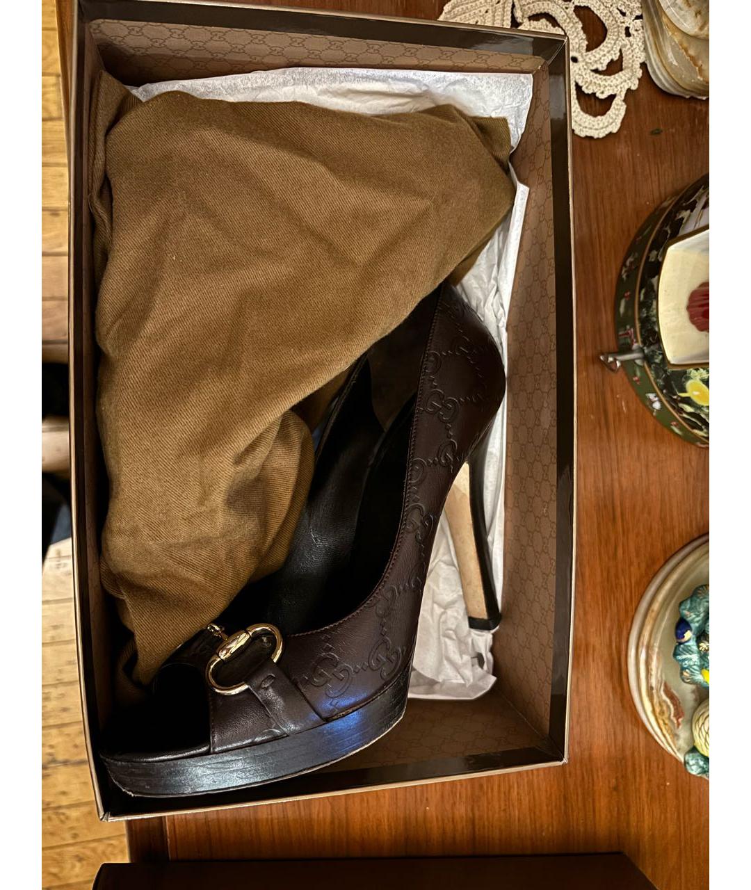 GUCCI Коричневые кожаные туфли, фото 8