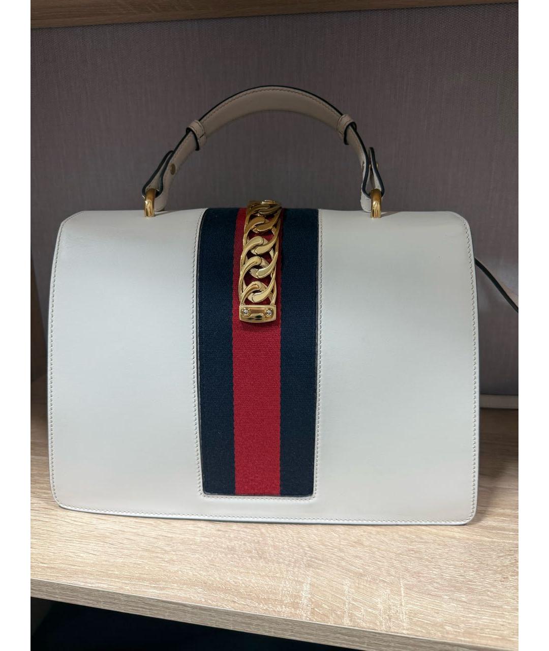 GUCCI Белая кожаная сумка через плечо, фото 7