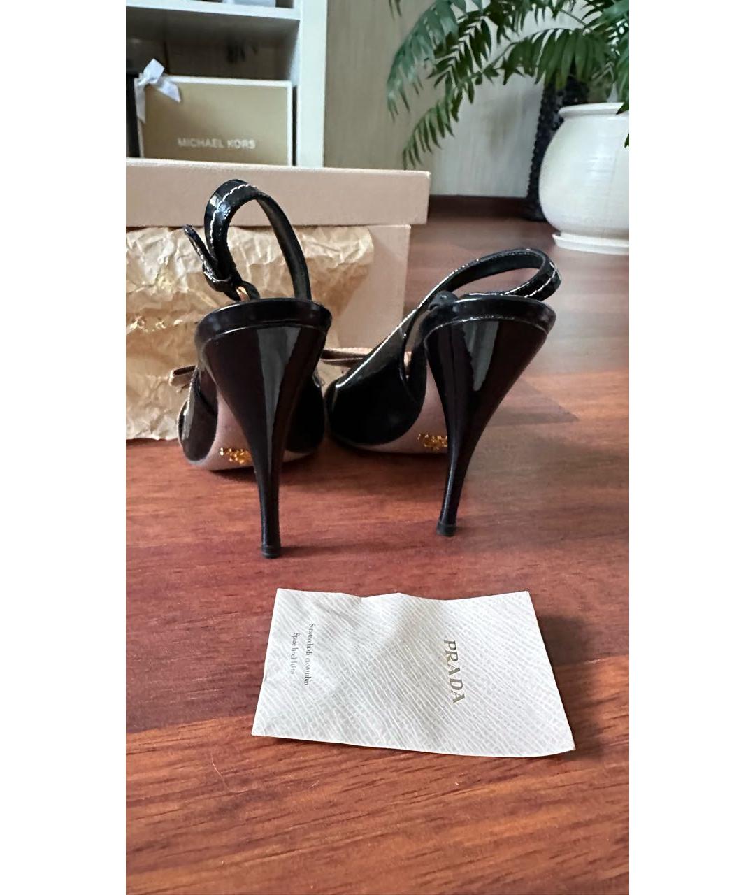 PRADA Черные кожаные босоножки, фото 4