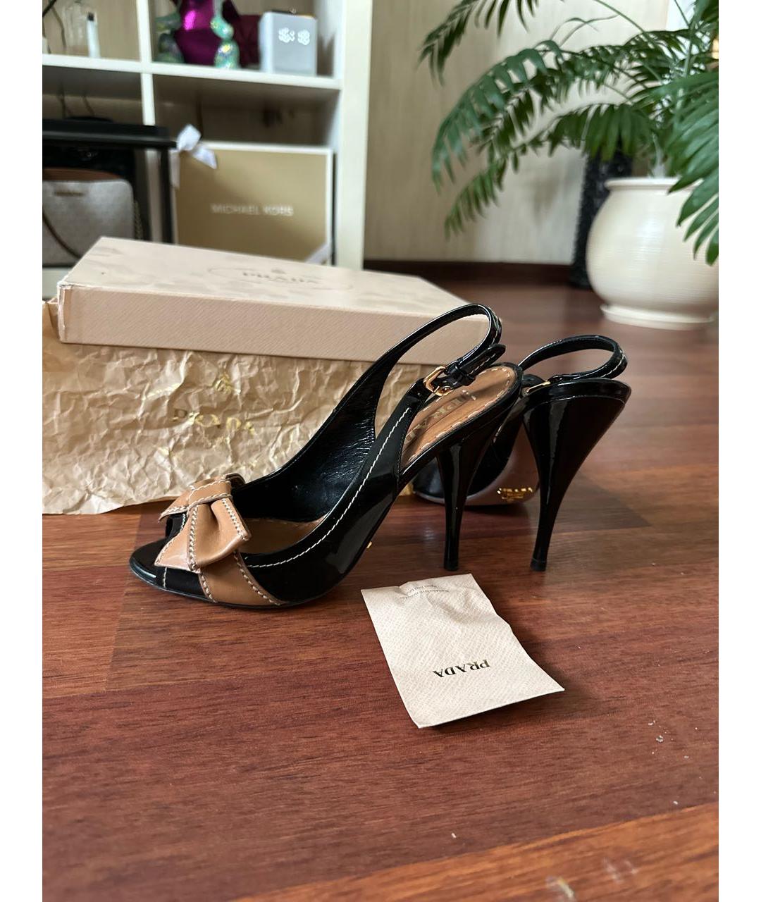 PRADA Черные кожаные босоножки, фото 5