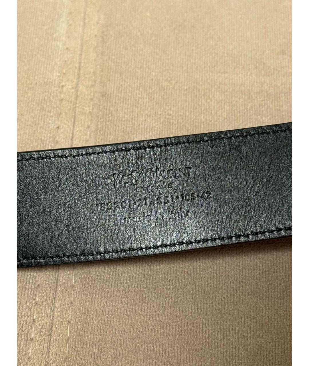 SAINT LAURENT Черный кожаный ремень, фото 3