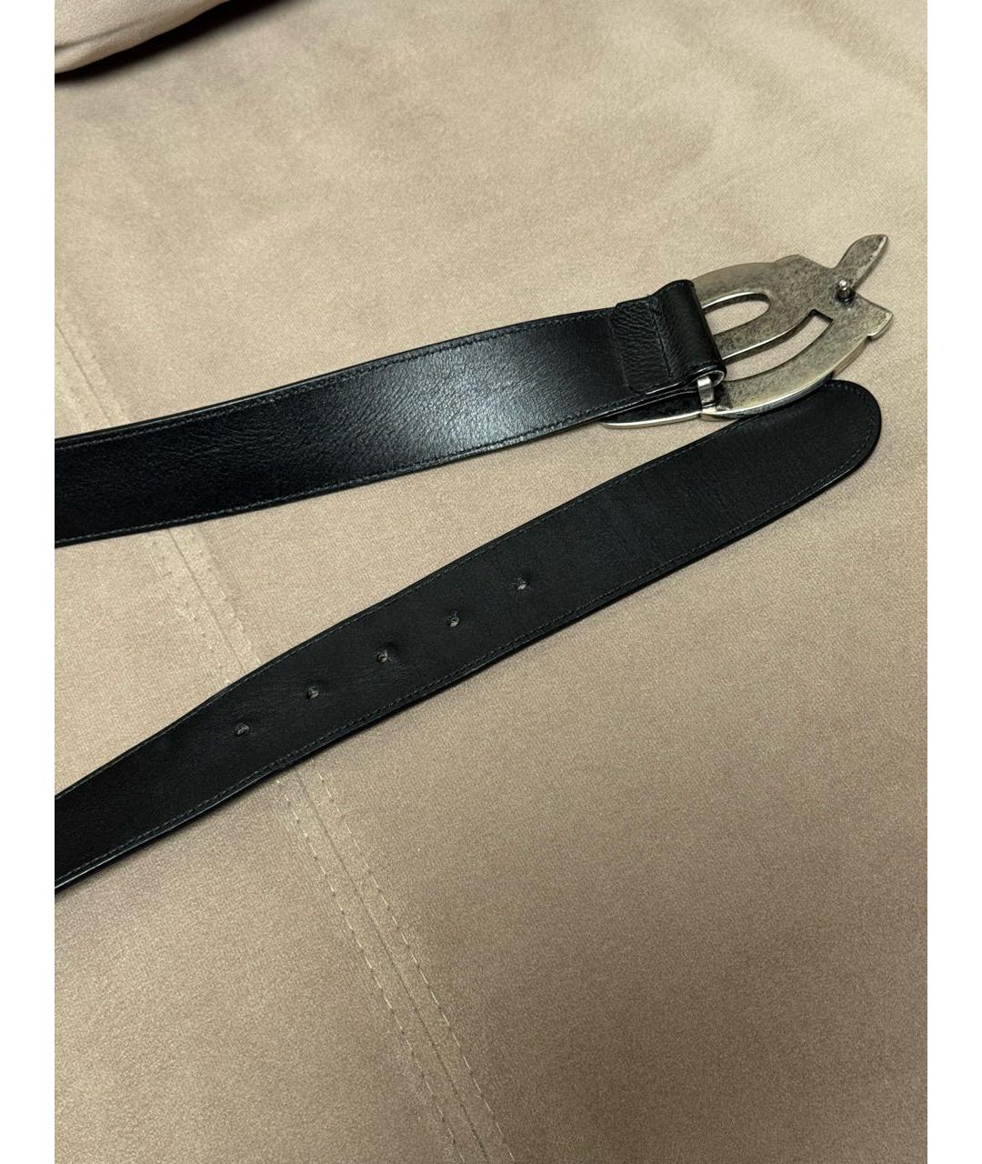 SAINT LAURENT Черный кожаный ремень, фото 4