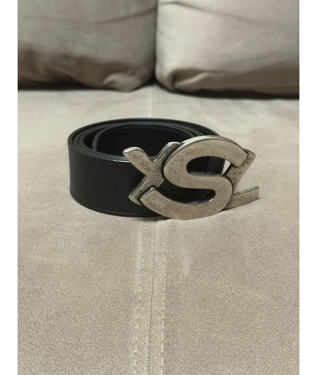 SAINT LAURENT Черный кожаный ремень, фото 5