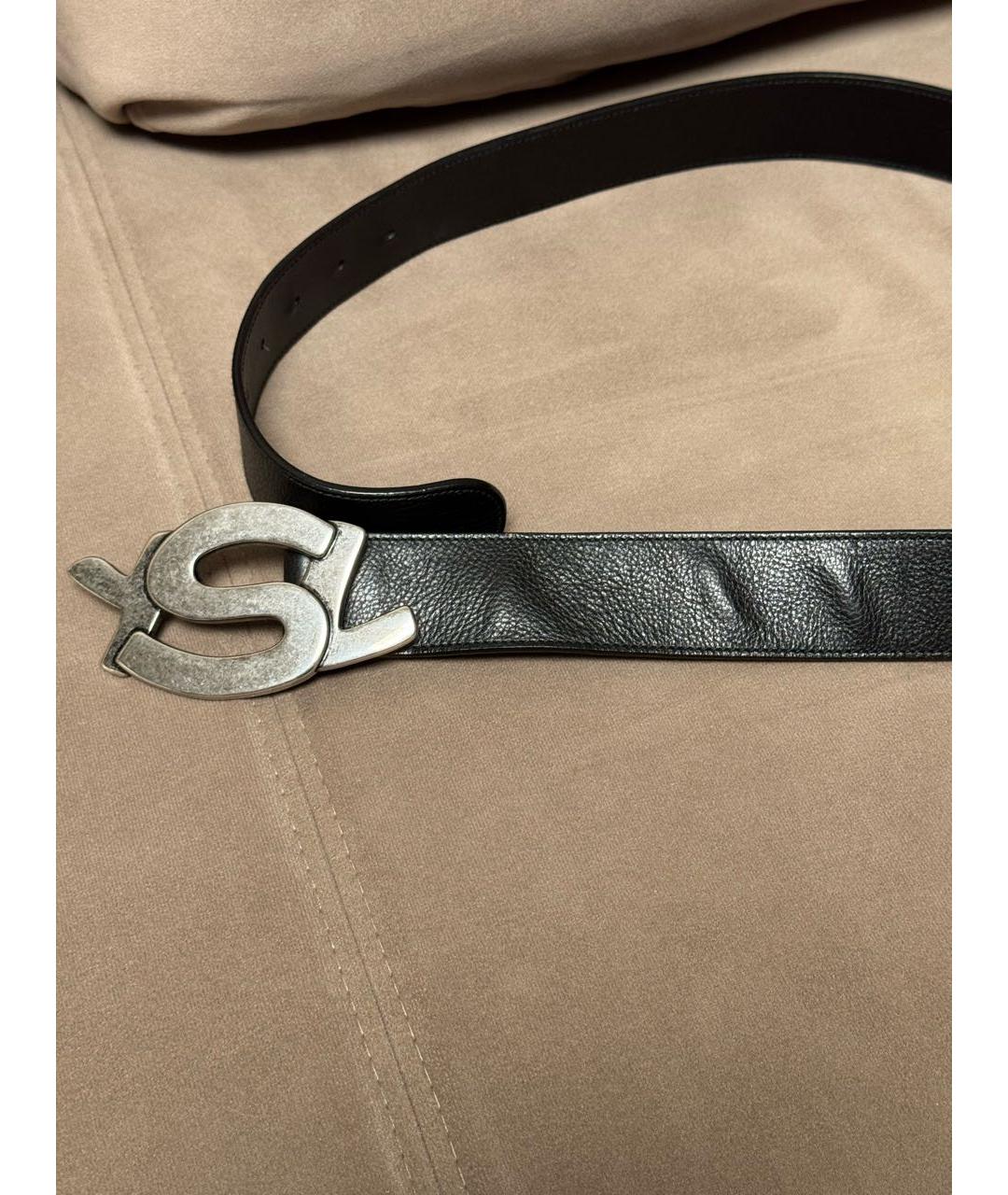SAINT LAURENT Черный кожаный ремень, фото 6