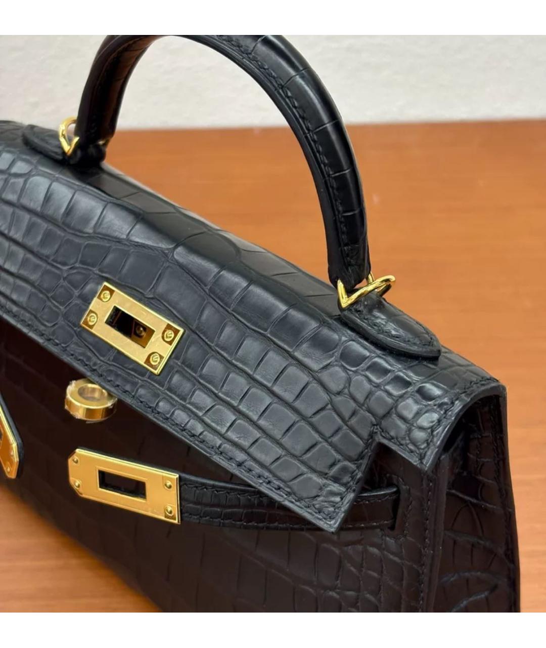 HERMES Черная кожаная сумка тоут, фото 4