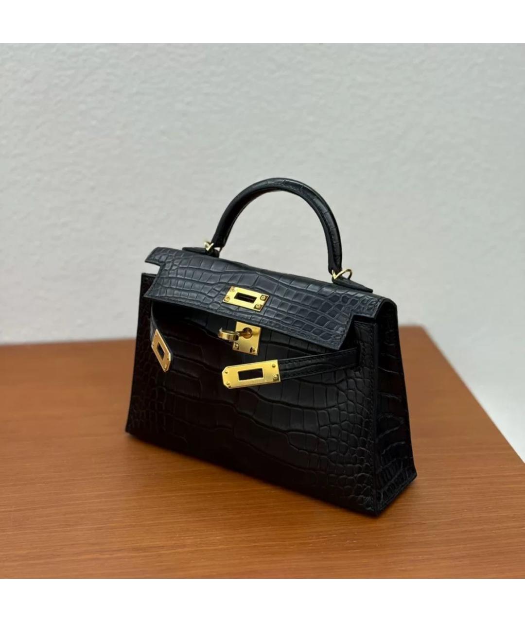 HERMES Черная кожаная сумка тоут, фото 2